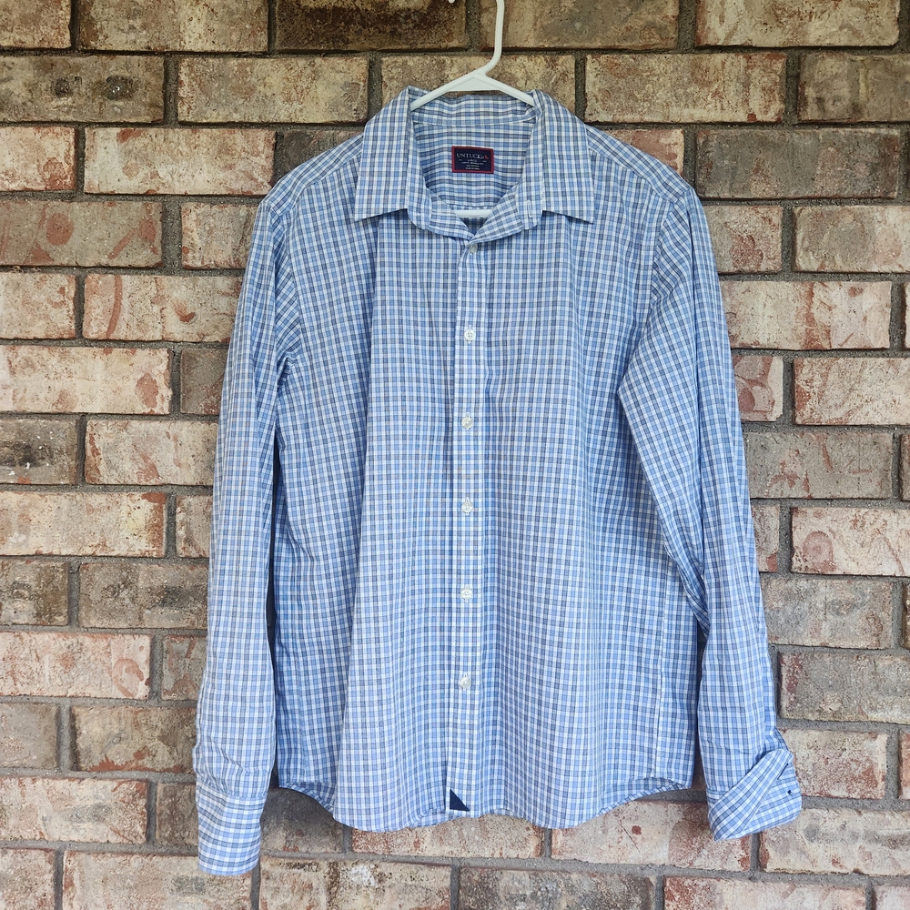 UNTUCKit Blue Plaid Button Down Shirt